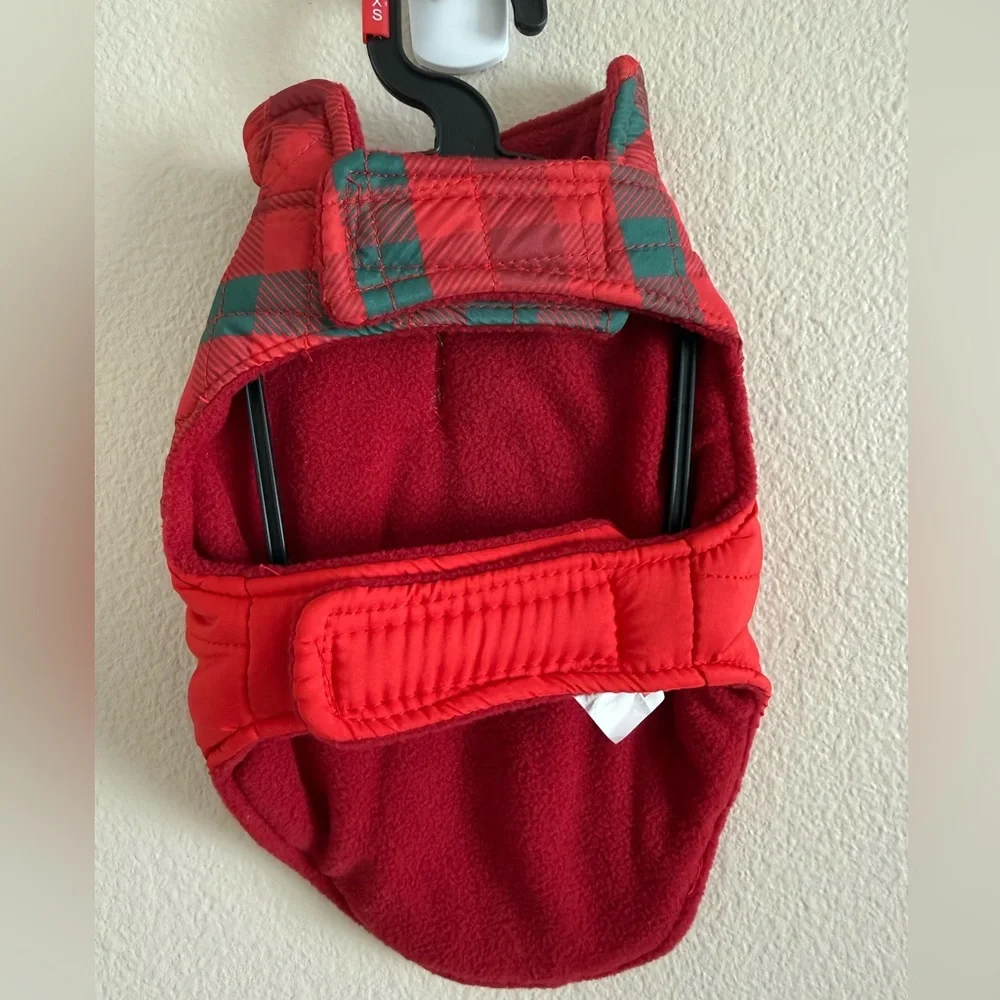 Coleman Pet Puffer Jacket Red Plaid Reversible Fleece Lined Dog Vest XS NWT